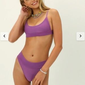 NWTFrankie’s Bikinis Gavin Ribbed periwinkle blue sport bikini